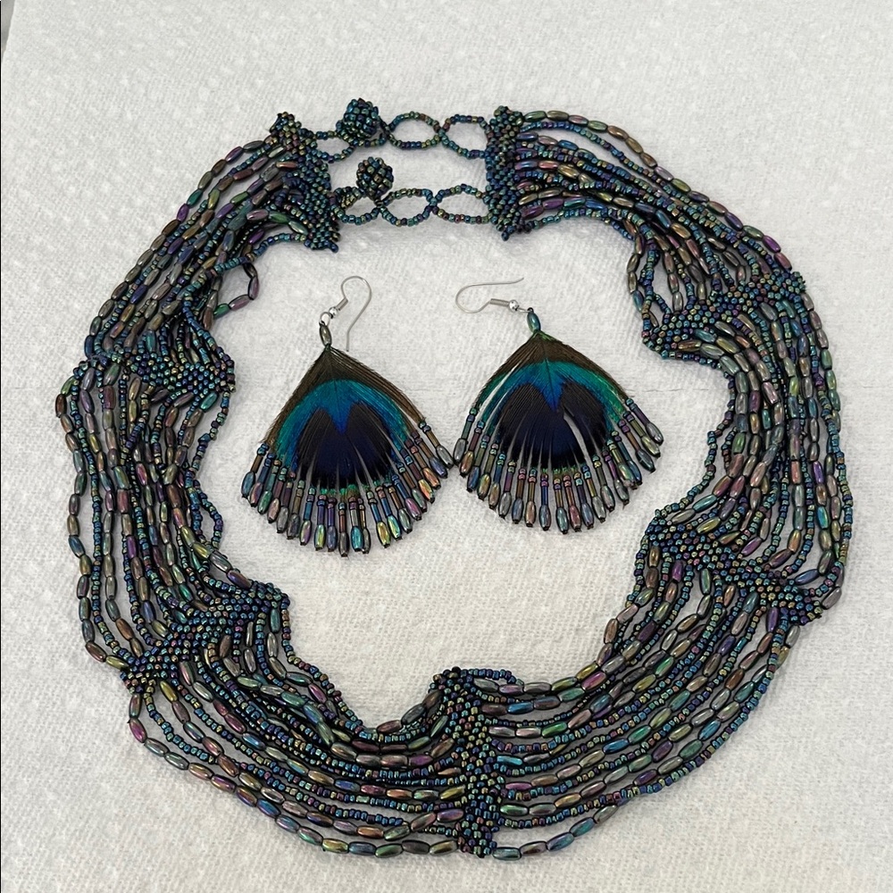 Multicolor Beaded Necklace and Earring Set